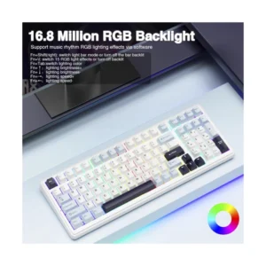 Teclado Aula (F99) Azul/Blanco/Morado Oscuro, Mecanico, Switch Grey Wood V3, Led-Rgb - Imagen 3