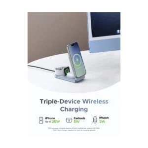 Cargador Inalambrico Ugreen Magflow 3-In-1 W757 (65901) Carga Qi2 25W, Soporte Plegable Magnetico, Compatible Iphone Y Airpods - Imagen 3