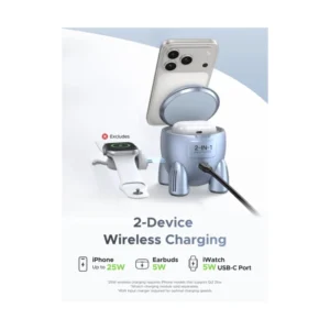 Cargador Inalambrico Ugreen Rocket Shape W713 (65300) Carga Qi2 25W, Magflow, Multifuncional 2 En 1, Zona Magnetica Cohete, Compatible Iphone Y Airpod - Imagen 3