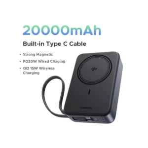 Power Bank Ugreen Pb567 (55450B) Magnetico, 15W Con Tecnologia Qi2, Incluye Cable Usb-C, Compatibilidad Ios Y Android, 20000Mah - Imagen 3