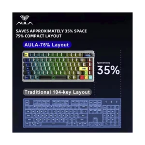 Teclado Inalambrico Aula 75% (Nova75-B) Negro Translucido, Trimodo, Mecanico, Switch Dream Sakura, Pantalla Tft Inteligente Y Perilla, Led-Rgb - Imagen 3