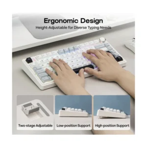Teclado Aula 75% (F75-W) Azul/Blanco/Purpura, Mecanico, Switch Pink, Led Raimbow - Imagen 3