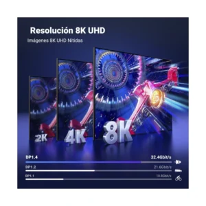 Cable Dp A Dp Ugreen Dp120 (25903) Aluminio, 1.4, 8K@60Hz 4K@144Hz 1080P@240Hz, 1 Metro - Imagen 3