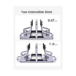 Soporte Vertical Para Laptop Ugreen Lp258 (60643) Gris Espacial, 2 Ranuras Para Escritorio, Hasta 17,3" - Imagen 3