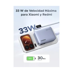 Power Bank Ugreen Pb584 (75173B) Tamaño Compacto Con Cable Usb-C Integrado, Carga Rapida Pd De 33 W, 10000Mah - Imagen 3