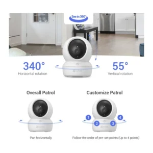 Camara De Seguridad Interior Ezviz H6C Pro 2K (Cs-H6C(3Mp,W1)) Wifi, 3Mp, Vision Nocturna, Deteccion De Movimiento, Seguimiento, Modo Patrulla - Imagen 3