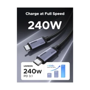 Cable De Carga & Datos Usb-C A Usb-C Ugreen L706 (65383) 240W, Pd 3.1 Ultra Rapida, Hasta 80 Gbps, Salida De Video, Compatible Thunderbolt 4, 1 Metro - Imagen 4