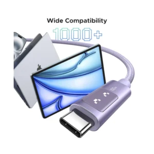 Cable De Carga & Datos Usb-C A Usb-C Ugreen L509 (65092) Purpura, 100W De Carga Rapida, Con Pantalla Led, Para Iphone 16, 1 Metro - Imagen 4