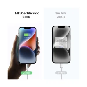 Cable De Carga & Datos Usb-C A Lightning Ugreen (70523) Plata, Carga Rapida, Nylon Trenzado, Mfi Certificado, Compatible Con Iphone 14/13/12, 1 Metro - Imagen 4