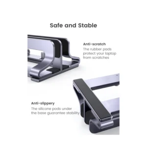Soporte Vertical Para Laptop Ugreen Lp258 (60643) Gris Espacial, 2 Ranuras Para Escritorio, Hasta 17,3" - Imagen 4