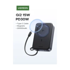 Power Bank Ugreen Pb567 (55450B) Magnetico, 15W Con Tecnologia Qi2, Incluye Cable Usb-C, Compatibilidad Ios Y Android, 20000Mah - Imagen 5