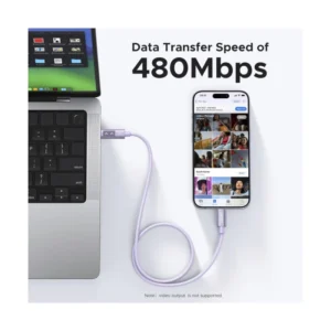 Cable De Carga & Datos Usb-C A Usb-C Ugreen L509 (65092) Purpura, 100W De Carga Rapida, Con Pantalla Led, Para Iphone 16, 1 Metro - Imagen 5