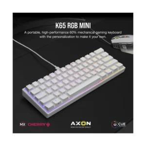 Teclado Corsair K65 Rgb Mini 60% (Ch-9194114-Na) Blanco, Mecanico, Switch Cherry Mx Speed Linear, Teclas Pbt, Polling Rate De Hasta 8,000 Hz, Led-Rgb - Imagen 5