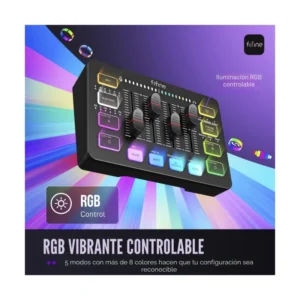 Mezcladora De Audio Fifine Ampligame Sc3 (Sc3-B) Negro, Para Streaming Con Interfaz De Microfono Xlr, Control Individual, Atenuador De Volumen, Rgb - Imagen 6