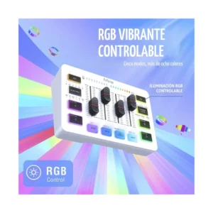 Mezcladora De Audio Fifine Ampligame Sc3 (Sc3-W) Blanco, Para Streaming Con Interfaz De Microfono Xlr, Control Individual, Atenuador De Volumen, Rgb - Imagen 6