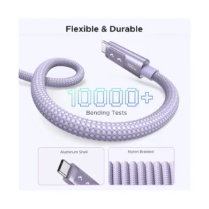 Cable De Carga & Datos Usb-C A Usb-C Ugreen L509 (65092) Purpura, 100W De Carga Rapida, Con Pantalla Led, Para Iphone 16, 1 Metro - Imagen 7