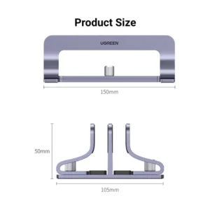 Soporte Vertical Para Laptop Ugreen Lp258 (60643) Gris Espacial, 2 Ranuras Para Escritorio, Hasta 17,3" - Imagen 7