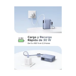 Power Bank Ugreen Pb584 (75173B) Tamaño Compacto Con Cable Usb-C Integrado, Carga Rapida Pd De 33 W, 10000Mah - Imagen 7