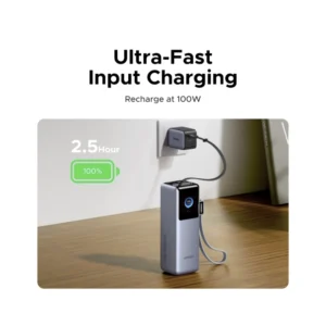 Power Bank Ugreen Pb728 (75702B) Nexode Pro, X2 Cable Integrado Usb-C, Pantalla Inteligente Tft, Carga Rapida De 200W, 25000Mah - Imagen 8