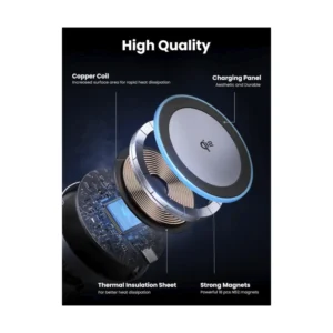 Cargador Para Automovil Magnetico Ugreen W708 (35970) Carga Qi2 15 W, Para Telefono Movil, Para Rejilla De Ventilacion Del Coche - Imagen 8