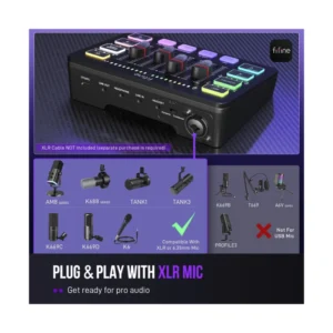 Mezcladora De Audio Fifine Ampligame Sc3 (Sc3-B) Negro, Para Streaming Con Interfaz De Microfono Xlr, Control Individual, Atenuador De Volumen, Rgb - Imagen 8