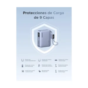 Power Bank Ugreen Pb584 (75173B) Tamaño Compacto Con Cable Usb-C Integrado, Carga Rapida Pd De 33 W, 10000Mah - Imagen 8