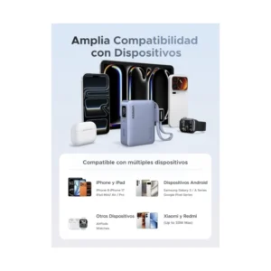 Power Bank Ugreen Pb584 (75173B) Tamaño Compacto Con Cable Usb-C Integrado, Carga Rapida Pd De 33 W, 10000Mah - Imagen 9
