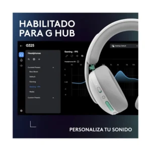 Auricular Inalambrico Logitech G325 Lightspeed (981-001530) Blanco, Bluetooth, Microfono Con Reduccion De Ruido, Audio Avanzado, 24 Horas, Pc, Ps4/5 - Imagen 10
