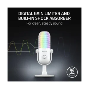 Microfono Razer Seiren V3 Chroma (Rz19-05060200-R3U1) Blanco, Iluminacion Reactiva Para Transmision Y Juego, Silencio Con Toque, Ganancia Digital, Pc - Imagen 5
