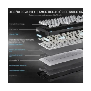 Teclado Inalambrico Redragon Ucal Lcd Pro 80% (K724Rgb-Pro-Sp) Negro, Switch Mint Mambo, Pantalla Tft, Conectividad Triple Modo, Led-Rgb - Imagen 5