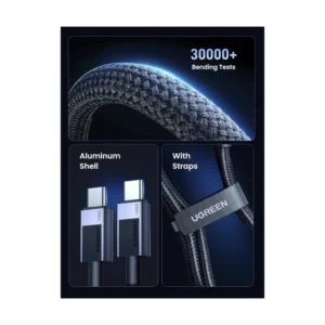 Cable De Carga & Datos Usb-C A Usb-C Ugreen L513 (45068) Negro, 240W De Carga Rapida, Compatible Con Macbook Pro/Air, Iphone 16/16 Pro/16, 2 Metros - Imagen 6