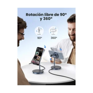 Soporte De Carga Inalambrico Magnetico 2 En 1 Ugreen Cd317 (90668) Compatible Con Magsafe Con Cable Usb-C, Para Iphone 17/16/15/14 Y Airpods - Imagen 7