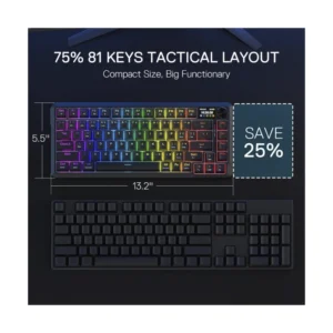 Teclado Inalambrico Redragon Ucal Lcd Pro 80% (K724Rgb-Pro-Sp) Negro, Switch Mint Mambo, Pantalla Tft, Conectividad Triple Modo, Led-Rgb - Imagen 8